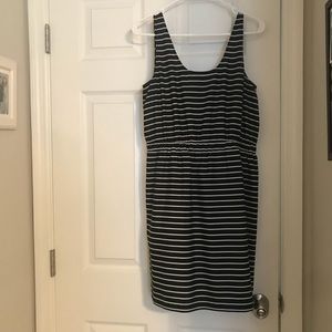 Loft Black and White Striped Dress